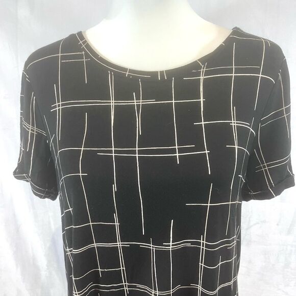 Apt 9 black and ivory abstract print cuffed shift dress size medium - Picture 3 of 6